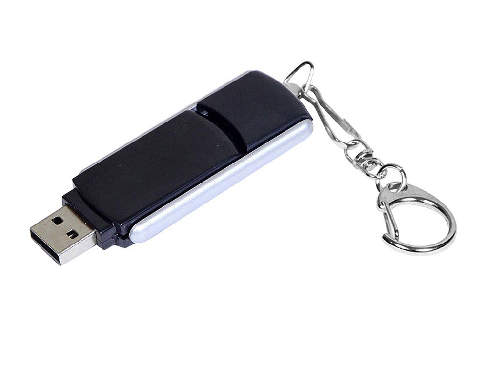 USB 3.0- флешка промо на 128 Гб с прямоугольной формы с выдвижным механизмом заказать под нанесение логотипа