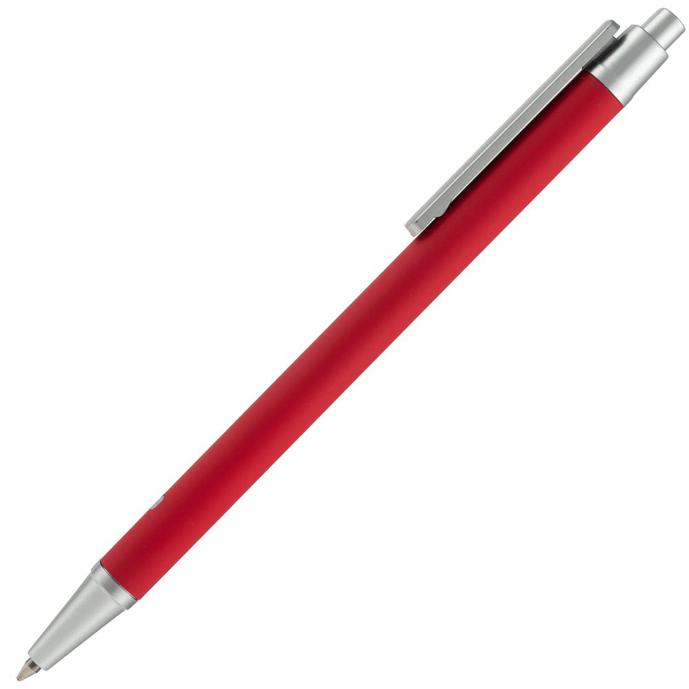 Ручка шариковая Button Up, красная с серебристым с нанесением логотипа в Москве