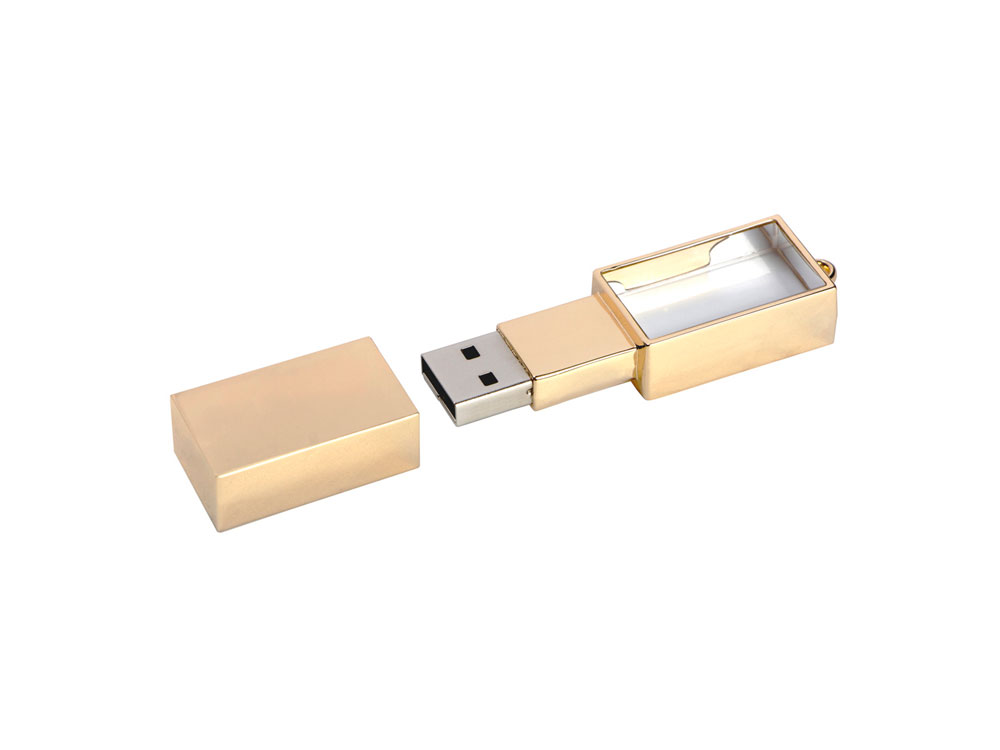 USB 2.0- флешка на 8 Гб кристалл в металле заказать под нанесение логотипа