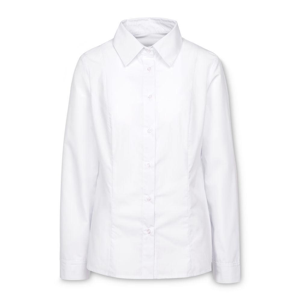 Рубашка женская с длинным рукавом Collar, белая , размер 42; 158-164 оптом под нанесение