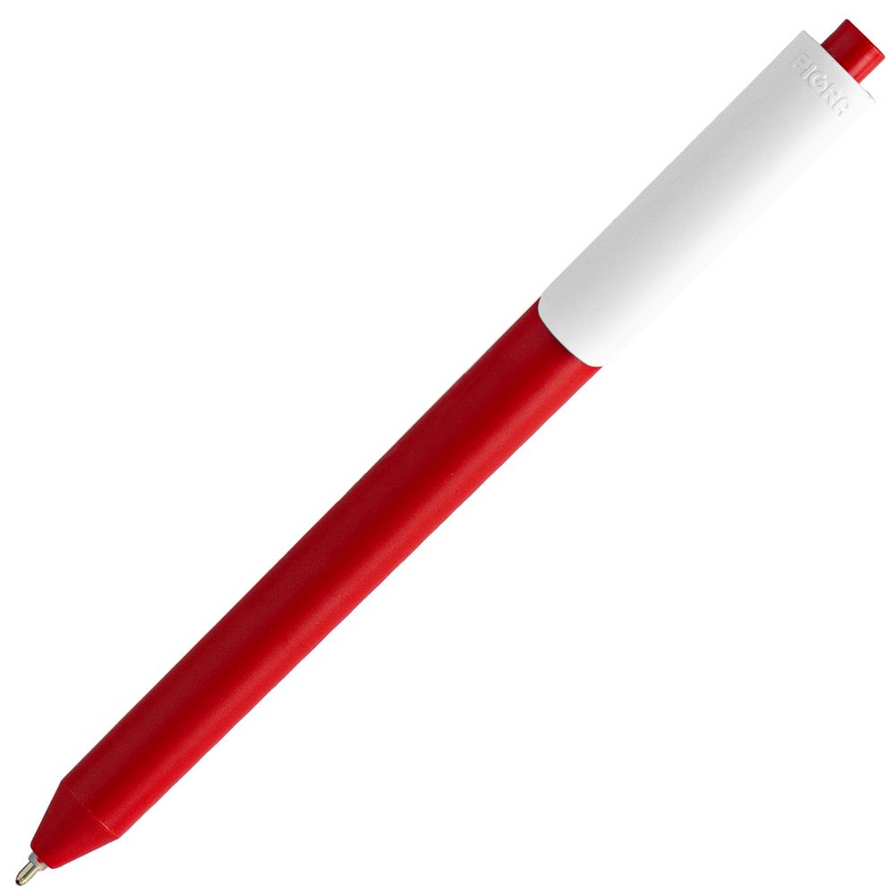 Ручка шариковая Pigra P03 Mat, красная с белым с нанесением логотипа в Москве