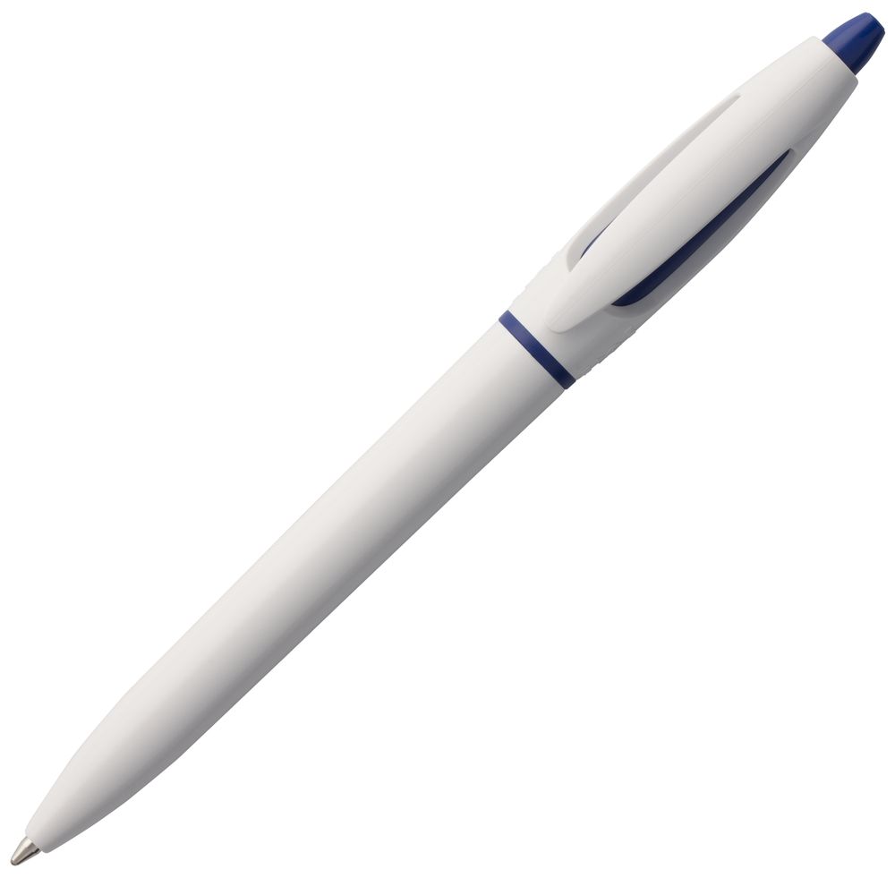 Ручка шариковая S! (Си), белая с темно-синим с нанесением логотипа в Москве
