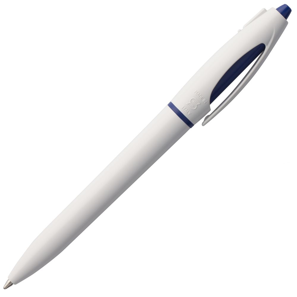 Ручка шариковая S! (Си), белая с темно-синим на заказ с логотипом компании