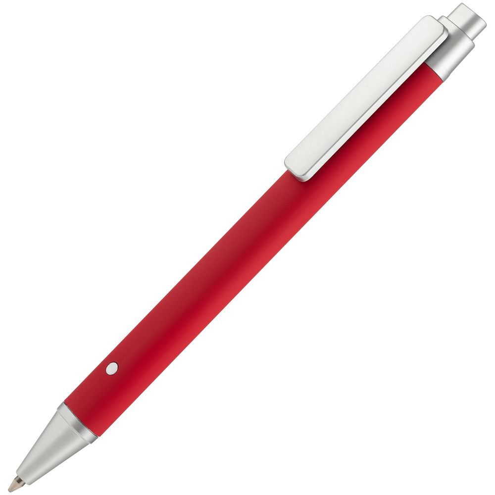 Ручка шариковая Button Up, красная с серебристым заказать в Москве