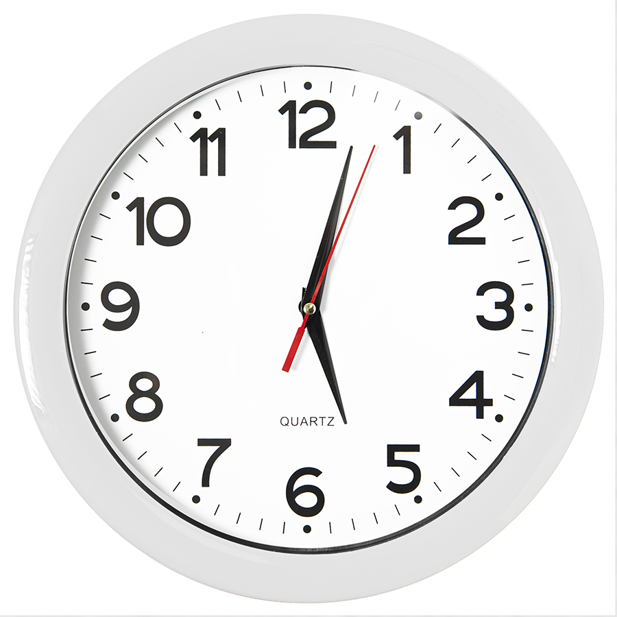 Часы настенные "ПРОМО" разборные ;  белый, D28,5 см; пластик с нанесением логотипа в Москве