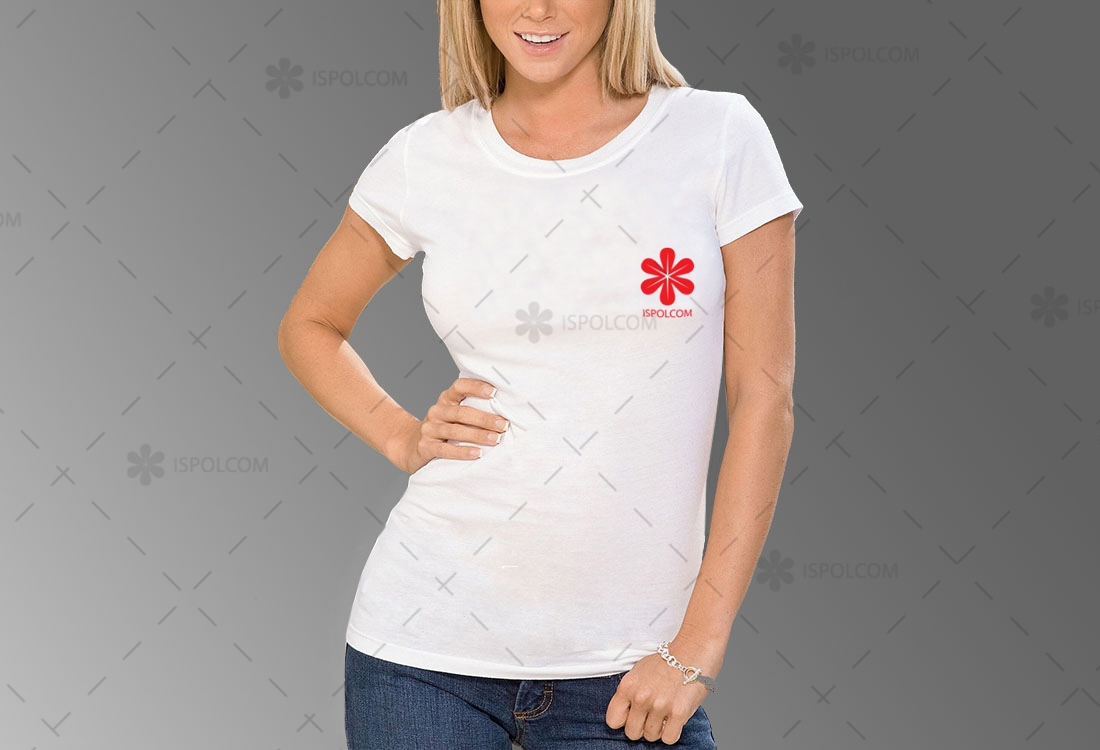 Женская футболка на заказ с логотипом компании